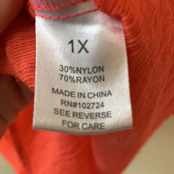 grand & greene crochet coral smocked tunic shirt 1X - Picture 5 of 5